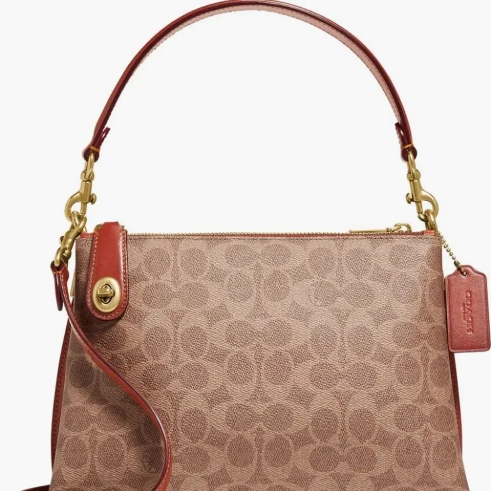 Coach Signature Brown and Red Handbag - Picture 1 of 12